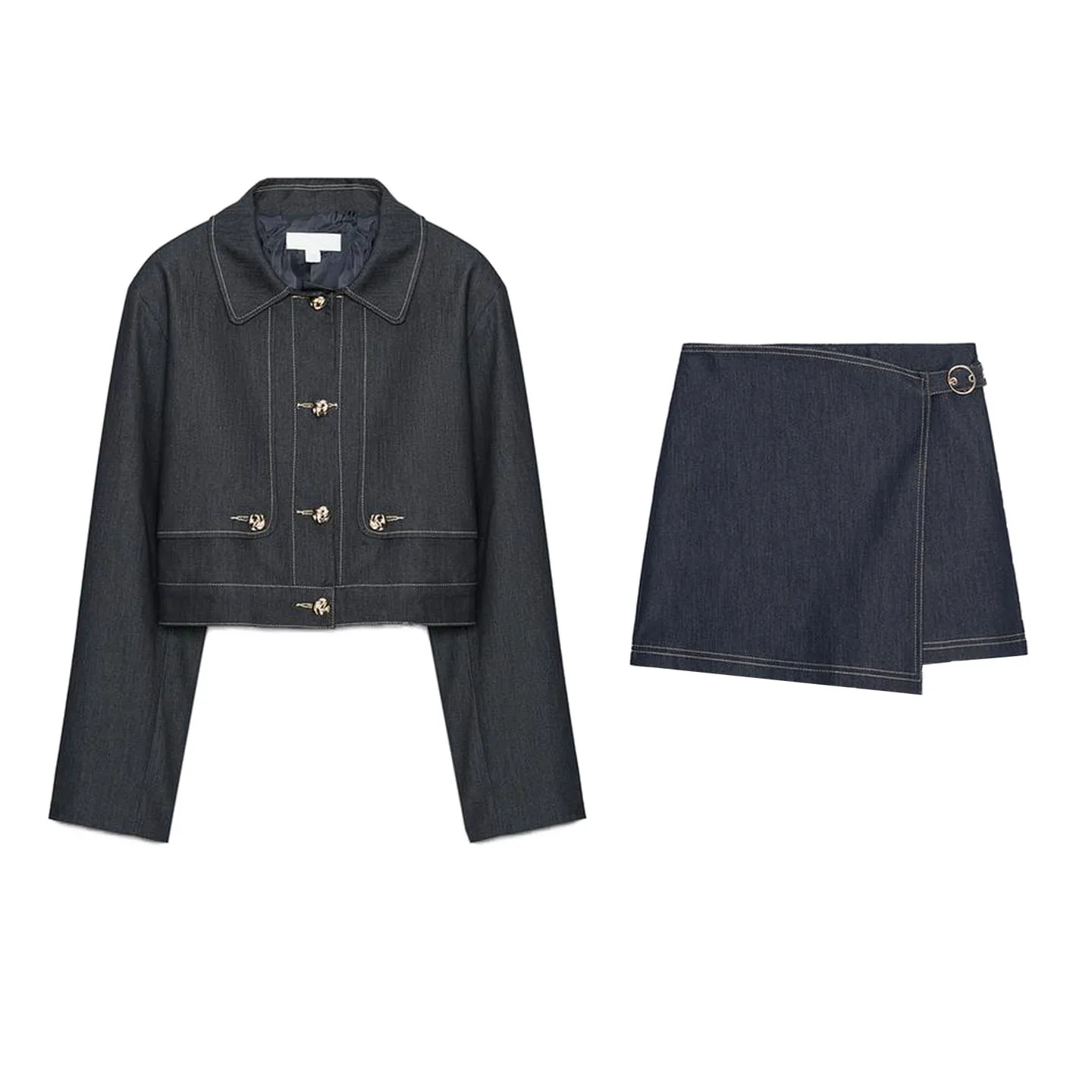 Pantaloni a vita alta con colletto lungo Sve ort Jaet Color Blo Button Double Front Gonna Pantaloni casual da donna in fibra di poliestere Sle