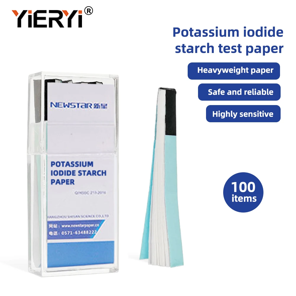 Yieryi Ph Test Potassium Iodide Starch Test Paper 100 Strips/Box For Acid Neutral Alkaline Solution Determination Lab Use