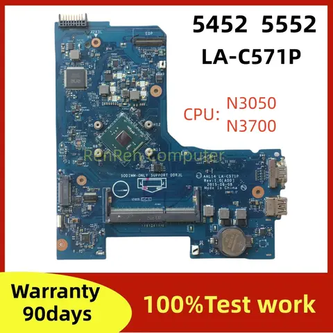 AAL14 LA-C571P For DELL Inspiron 15 5452 5552 Laptop Motherboard CN-0F77J1 0F77J1 CN-06KW6N 06KW6N With Pentium N3050 N3700 CPU