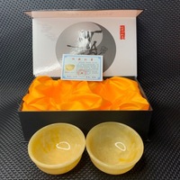 Natural Yellow Jade Gossip Taiji Jade Bowl Crafts Certificate Set Health Lantian Jade Wine Glass Jade Gift