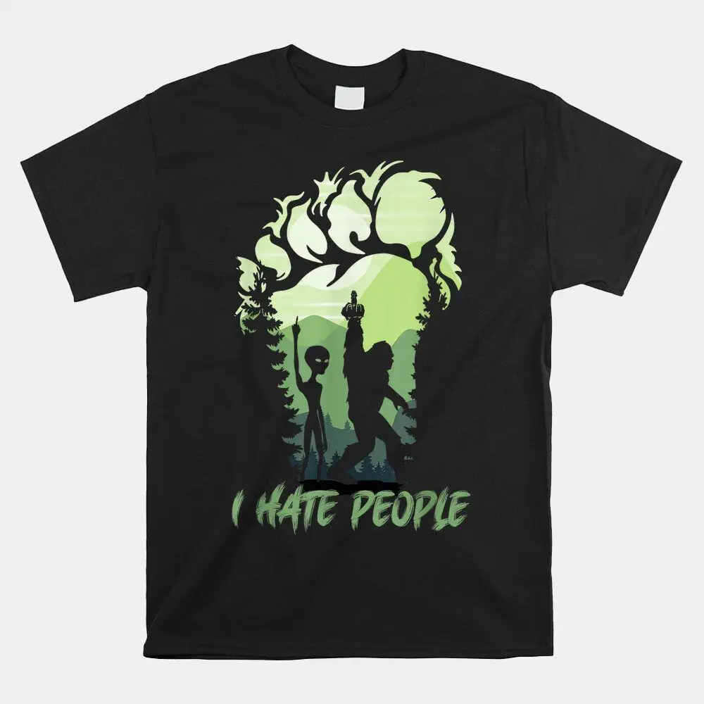 

Горячая Распродажа! I Hate People, футболка Bigfoot Sasquatch Alien, размер S-5XL, высокое качество, 100% хлопок, короткий рукав