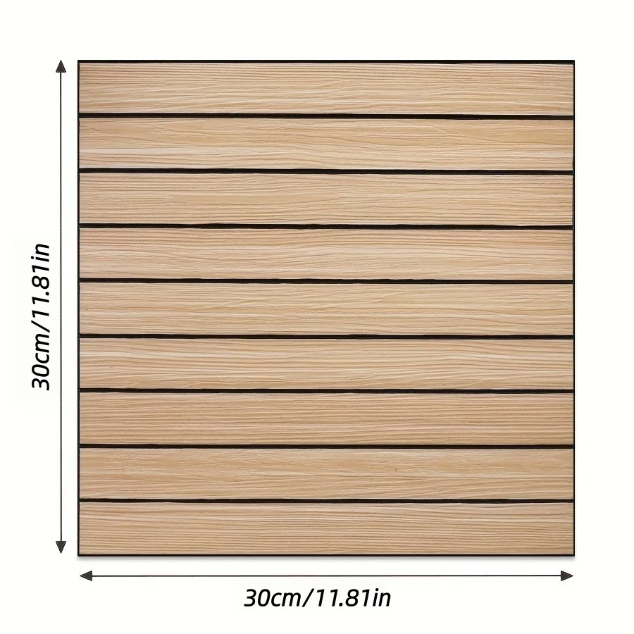 10pcs Thickened 3D Stereoscopic Textured Grid Striped Wallpaper, Self-Adhesive Peel And Stick, Background Board Wall Sticker