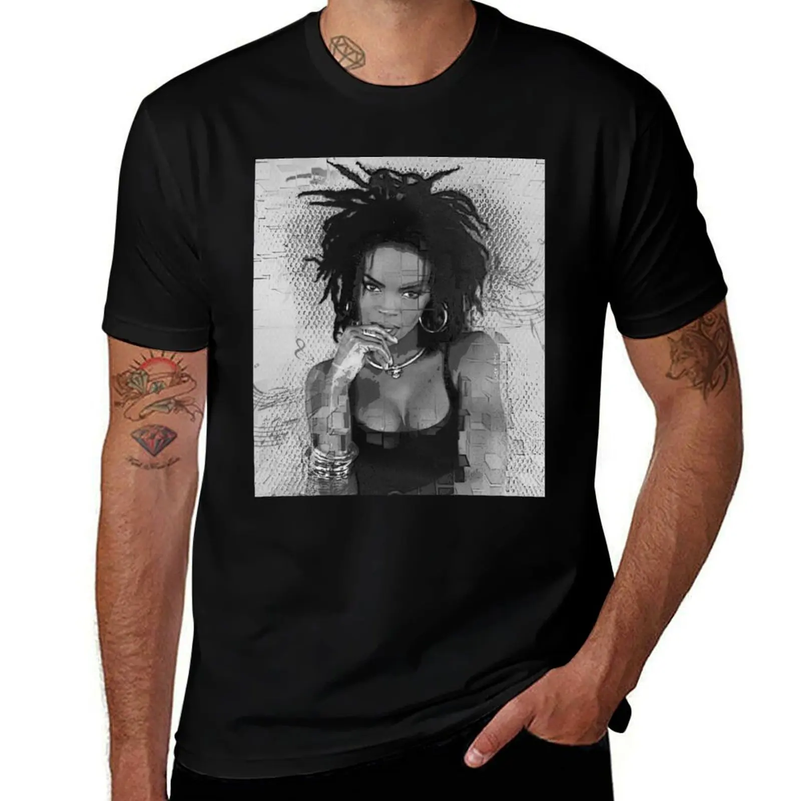 

magical vibes Lauryn Hill -black and white - digital paint by Iona Art Digital T-Shirt Urban Style Print T-Shirt
