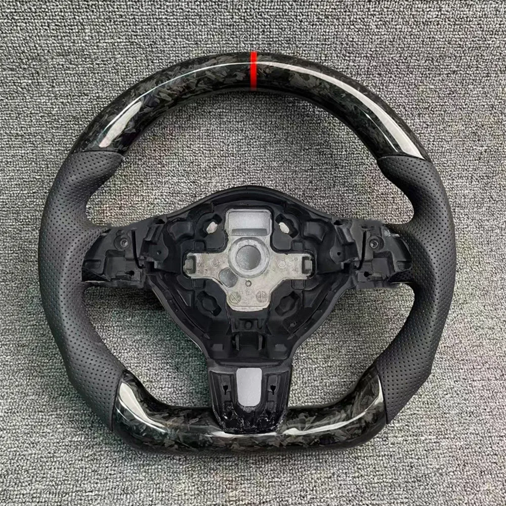 Forged carbon fiber leather sports steering wheel for Golf 6 GTI GTD R 2009-2013 Polo GTI Tiguan Passat R-Line, Car Accessories