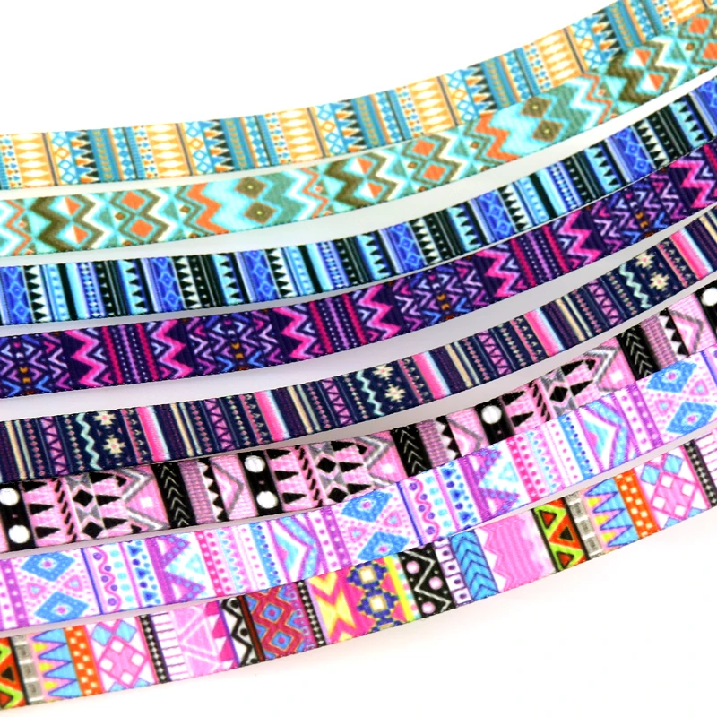 DUWES 3/8inch 50yards Tribal Aztec Printed Grosgrain Ribbon Accessories Sewing Craft Headwear DIY Decoration DIY 9mm D1890