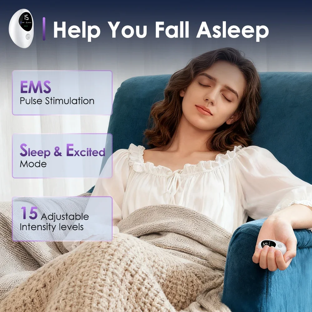 Handheld 15 Levels 2 Modes EMS Sleep Aid Relaxation Treatment Microcurrent Pulse Hypnosis Device Insomnia For Sleep Well