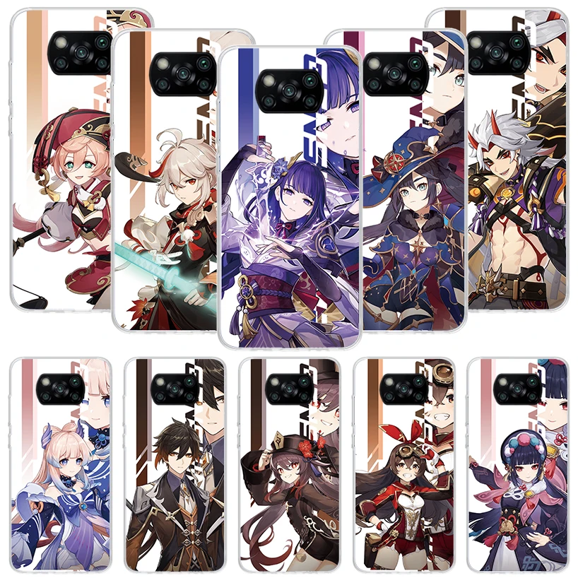 Anime Genshin Impact Phone Case For Xiaomi Poco X6 X5 X4 X3 Nfc F6 F5 Pro F4 Gt F3 F2 F1 M5 M5S M4 M3 5G Shell Coque X5 X4 X3 Nf