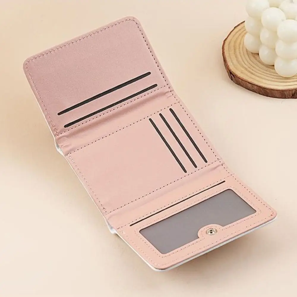 Stijlvolle drievoudige korte portemonnee voor meisjes, grote capaciteit, compacte cartoon ID-kaarttas, draagbare lichtgewicht kaarthouders, dames