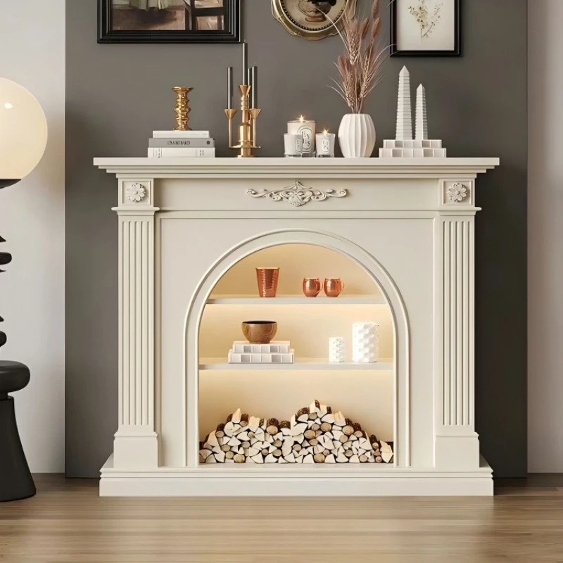 

Solid wood fireplace decorative cabinet entrance fireplace cabinet American living room simulation fire fireplace TV