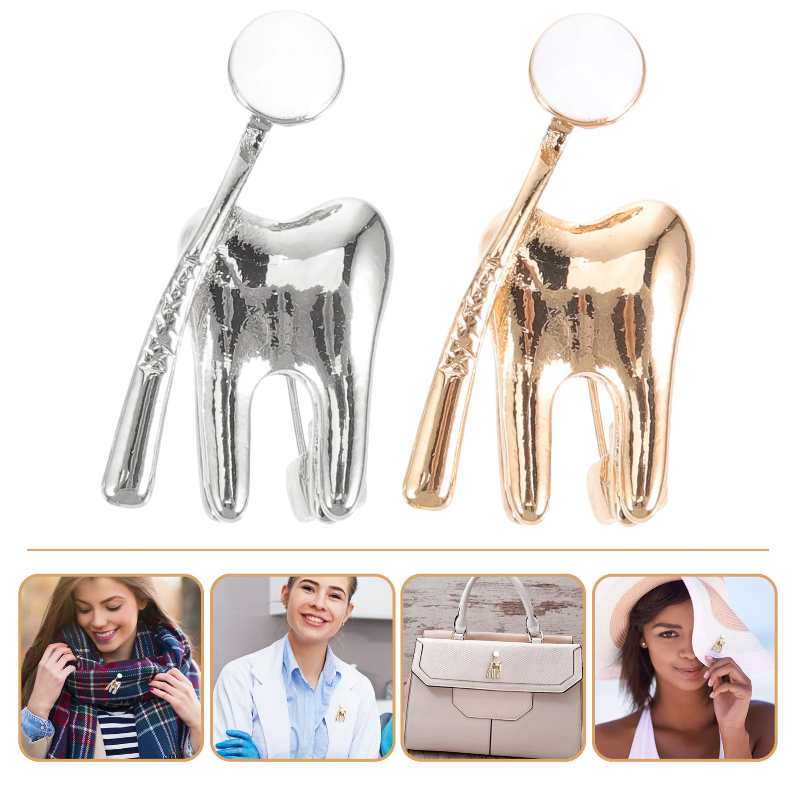 

2Pcs Tooth Lapel Pin Premium Alloy Clothes Brooch Decorative Metal Pin for Nurse Doctor Suit Hat Backpack Scarf Accessory Gift
