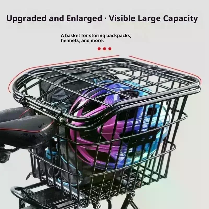 سلة خلفية للدراجة مع ضوء خلفي للدراجة سلة تخزين للمقعد الخلفي معدنية كبيرة إطار رف للدورة الخلفية دورة الرف الخلفي لركوب الدراجات