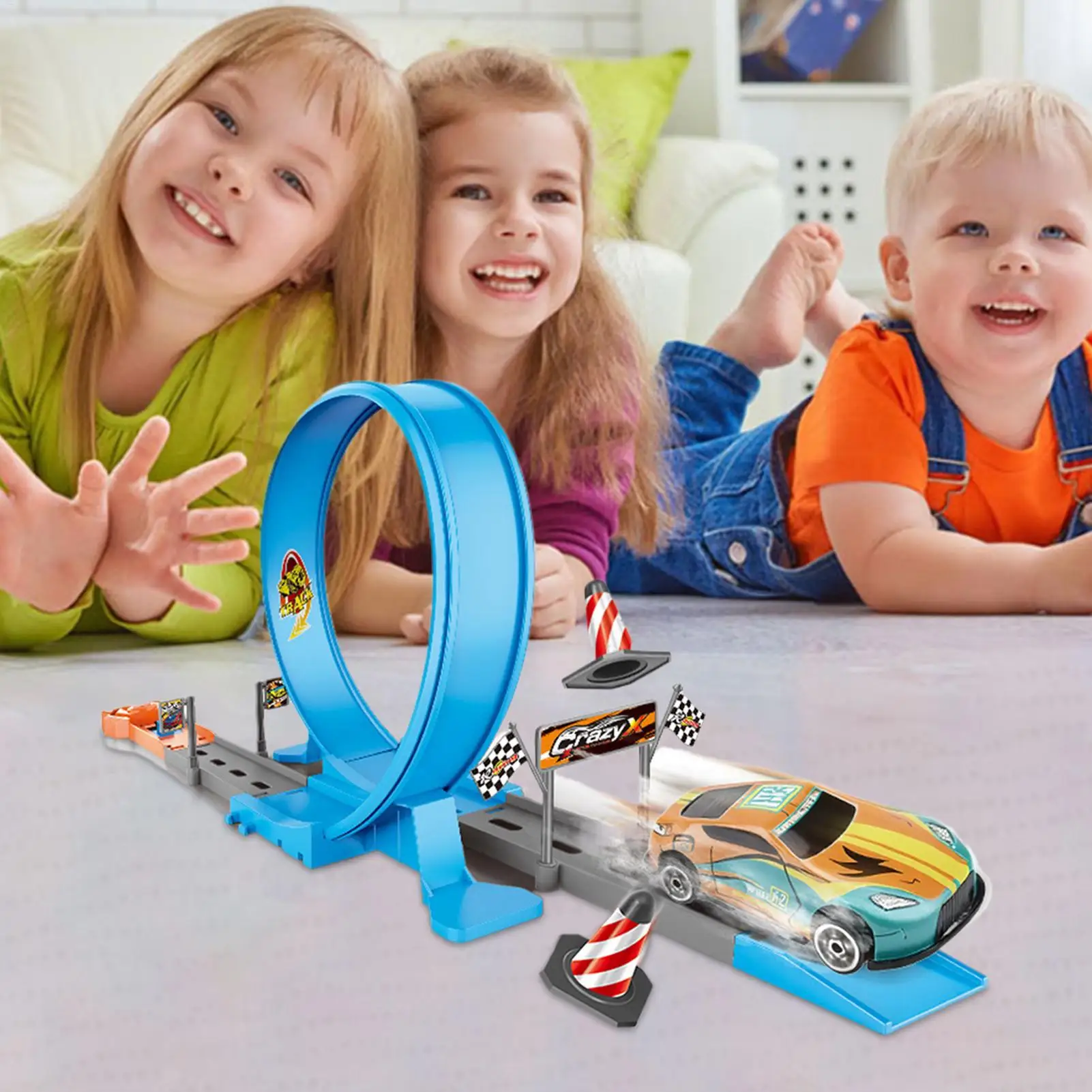 Conjunto de pista de carro de caminhão de construção, kits de trilhos montados diy, jogo de escalada de parede de 360 graus para crianças pequenas, aniversário, festa de páscoa