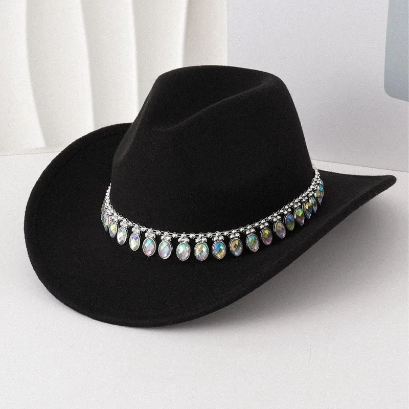 Bohemian unique tassel colorful diamond exotic ethnic style vintage niche jazz accessory cowboy , fedora, felt hat