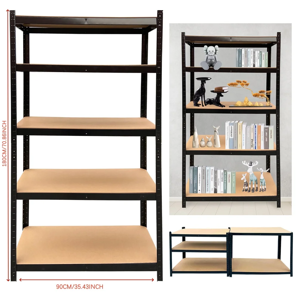 5 Tier Heavy Duty Galvanised Adjustable Shelf Racking Unit Storage Rack 875KG Capacity Metal Shelves Workshop, Shed, Office,Home image 3