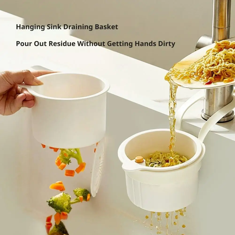 Self Cleaning Kitchen Sink Strainer Automatic Dumping Waste Filter Basket Hanging Faucet Garbage Catcher Drain Rack