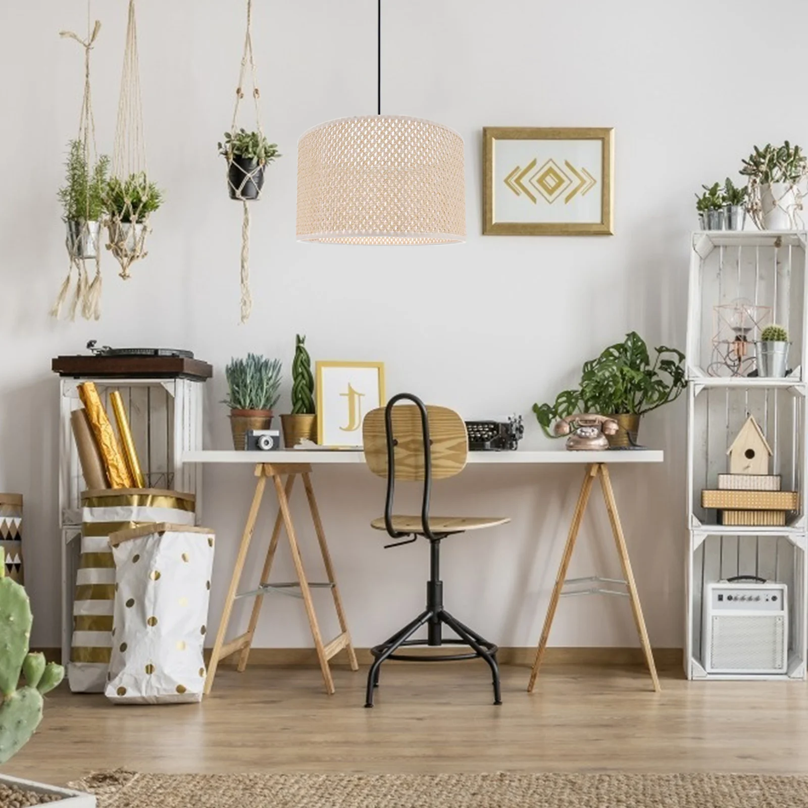 

1Pcs E27 Imitation Rattan Woven Lampshade Simple Desk Lamp Shade Household Decoration Lamp Shade Imitation Woven Lampshade