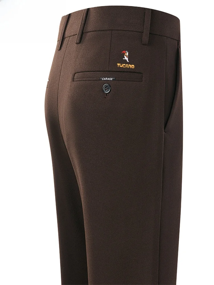 

Busin Casual Straight Leg Men's Pants TUCANO Spring 2026 Loose Fit Dad Sle Suit Pants Polyester Blend mid Waist