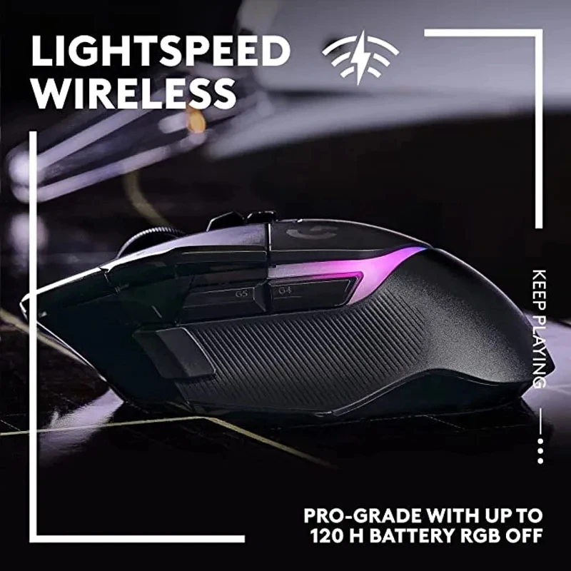 Imagem -02 - Plus Hero Lightvelocidade Wireless Gaming Mouse 2.4ghz 25600dpi Rgb Adequado para E-sports Gamers Logitech-g502 x