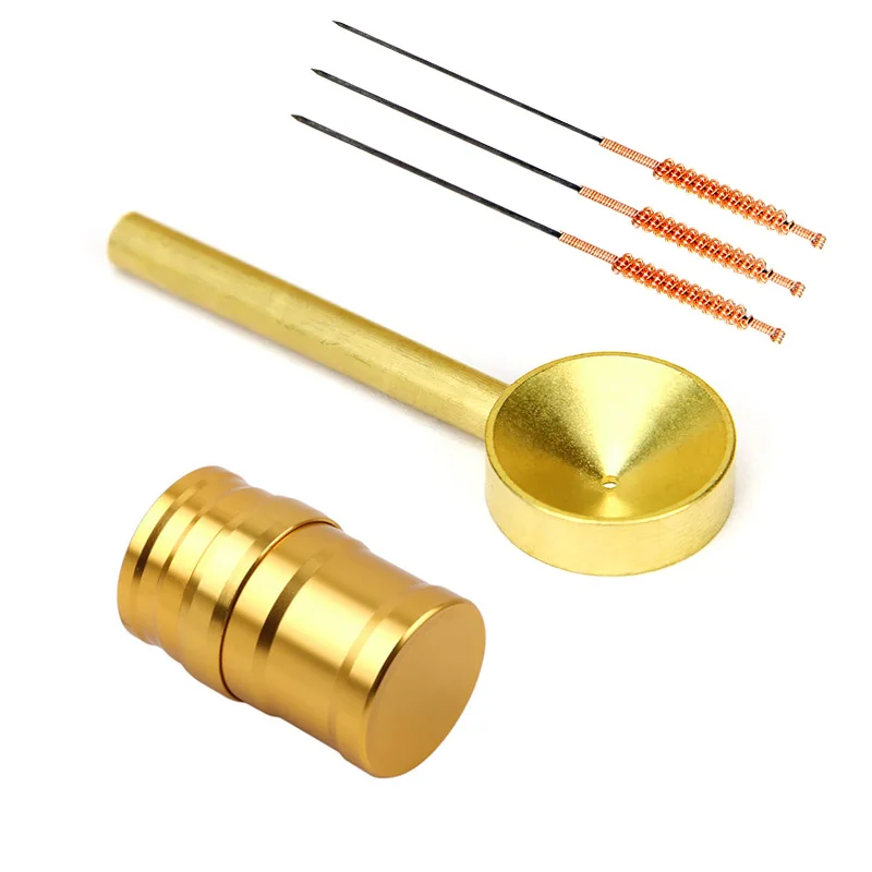 

3 Fire Needle Tungsten Steel Material Fancy Intertwine Handle Brass Guide Acupoints Tool Traditional Acupuncture Set