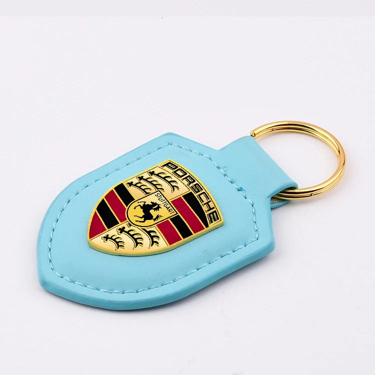 LLavero de cuero con escudo para coche, colgante de regalo para Porsche Panamera Macan Boxster Cayman Cayenne 911 718, accesorios para llavero