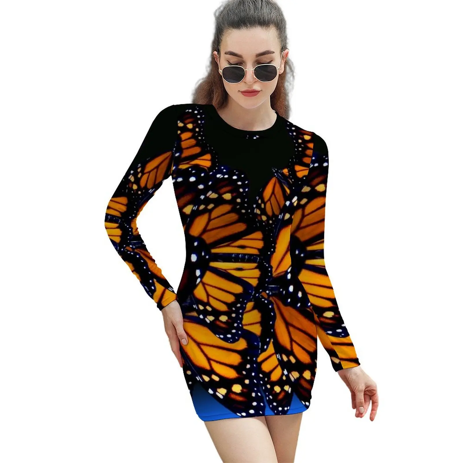 

Bue monarch butterfly Long-Sleeved Sheath Dress Woman dresses luxury evening dresses 2024 Woman clothing