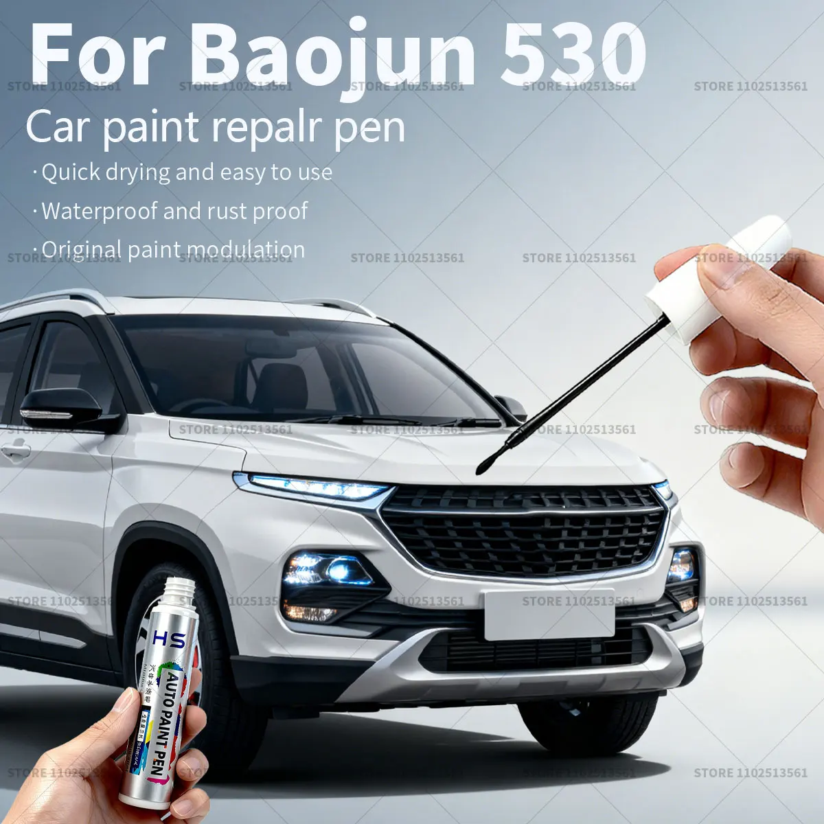 

Ручка для ремонта автомобильной краски для Baojun 530, средство для удаления царапин, автомобильные аксессуары «сделай сам», черный 065 82U, серебро 049, белый 010, серый, красный