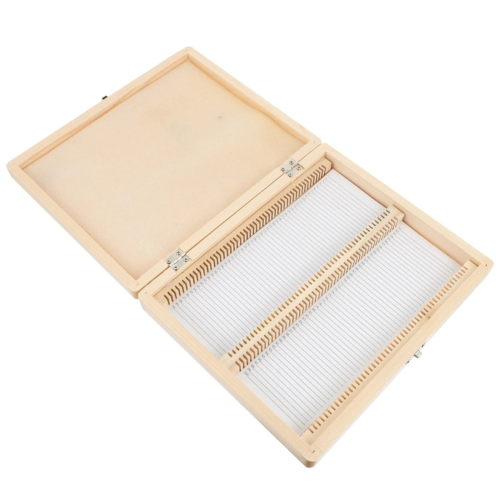 Wooden Microscope Slide Storage Box Premium Specimen Slide Holder with Numbered Slots Content Sheet for Laboratory Teaching