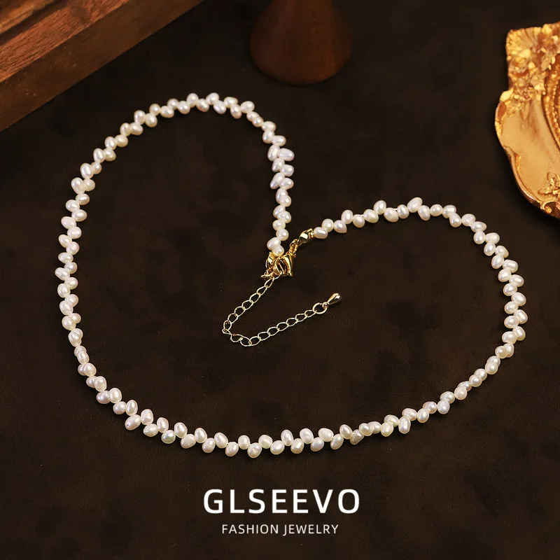 Natural Pearl Rice Stalk , A Delicate Sweet Necklace Women, A Fashionable And Versatile Clavicle Chain