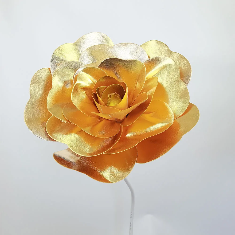 

4pcs Shiny Simulation Backdrop Decoration Rose Fake Flower Head Window Show Wedding Festival PE Flore Photography Props Ornament