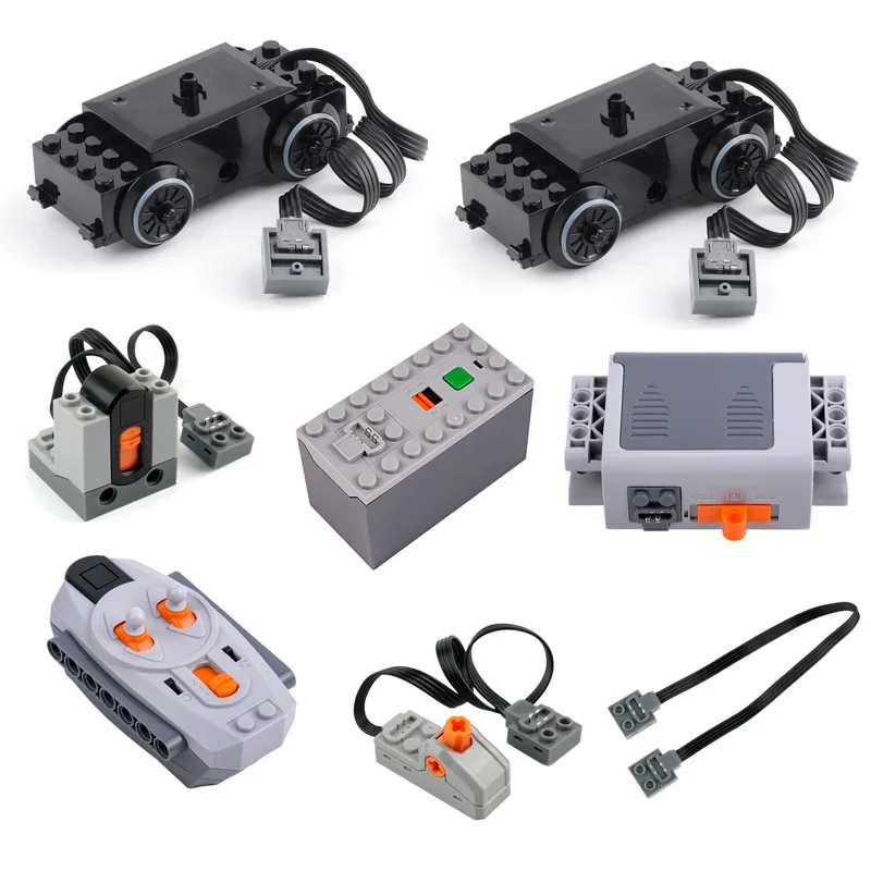 أجزاء بنة تكنولوجيا محرك قطار السكك الحديدية مع جهاز التحكم عن بعد بالأشعة تحت الحمراء لعبة مجسمة لعبة الطوب MOC ملحقات معدلة #3