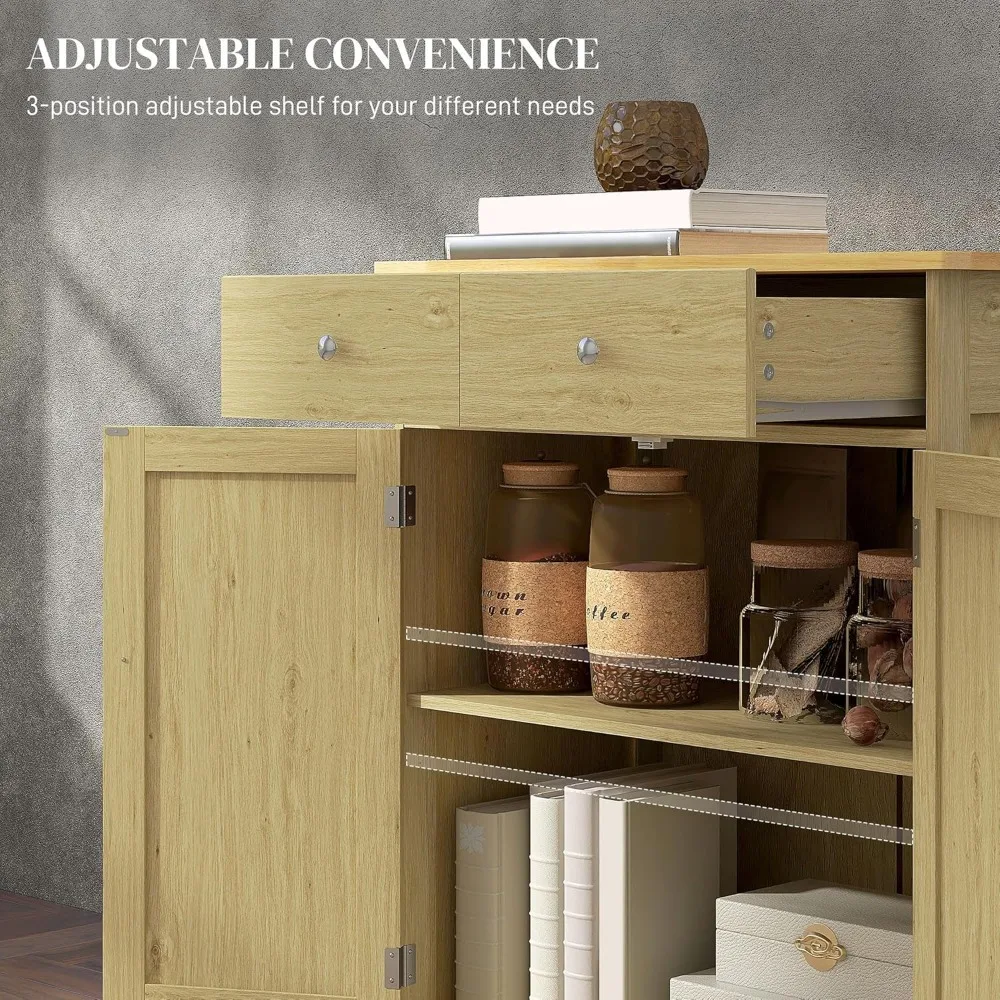 خزانة تخزين المطبخ الحديثة مع سطح طاولة من الخشب الصلب، وخزانة بار القهوة تتميز بدرجين وأبواب وأرفف قابلة للتعديل