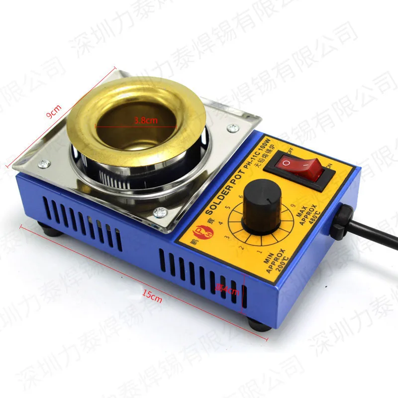 Lead-free Solder Pot 100W 150W 250W 300W Soldering Desoldering Bath Titanium Plate 36mm 50mm 80mm 100mm 200-480 Degree AC220V