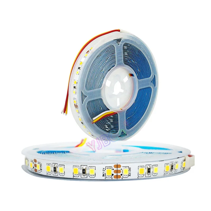 DC 12V / 24V White+Warm White CCT LED Strip Light 2835 SMD 120LEDs/m 180LEDs/m WW CW adjustable flexible Lamp Tape