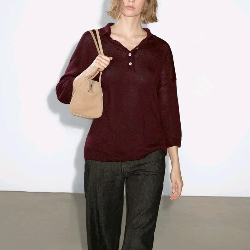 

lectual Casual Commuter Sle Loose Knitted Ne Sweater Simple Design Spring Summer Women's Faion Polyester Fibe...