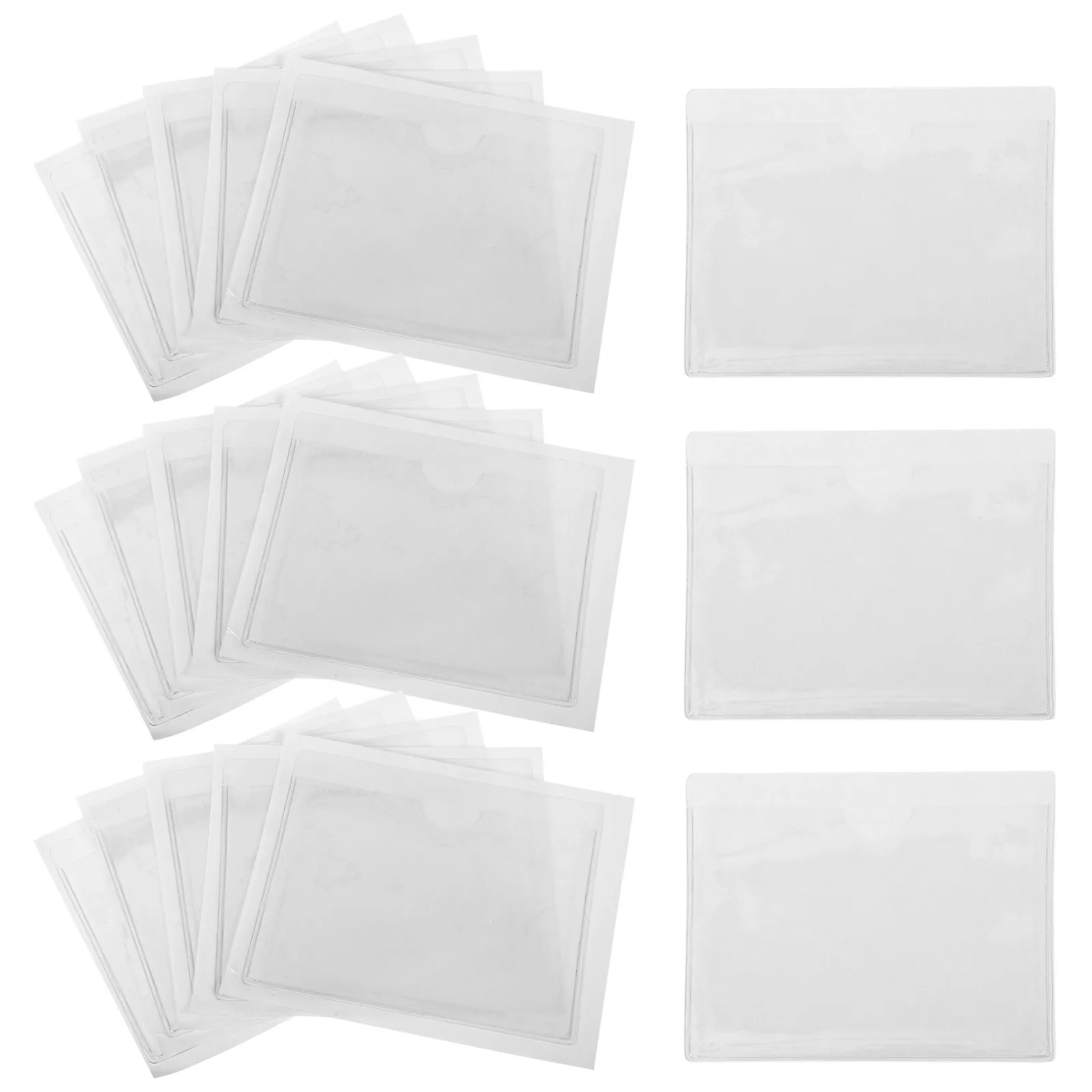 

50Pcs PVC Label Holders Clear Self Adhesive Label Pockets Plastic Card Protectors Stickers for Office Home School Organization