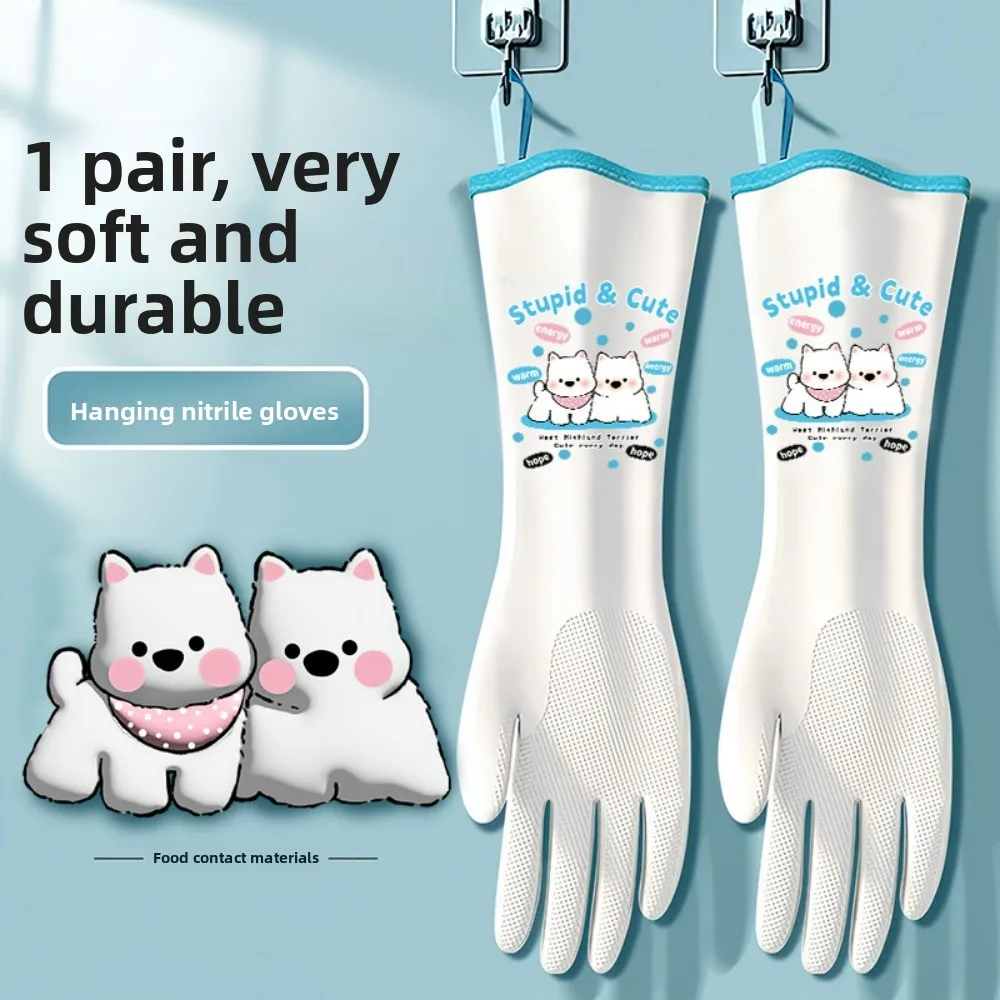 Winter-Verdickte Fleece-gefütterte Verlängerte Nitril-Haushaltshandschuhe Wasserdichte Schutzhandschuhe für Küchenreinigung & Geschirrspülen