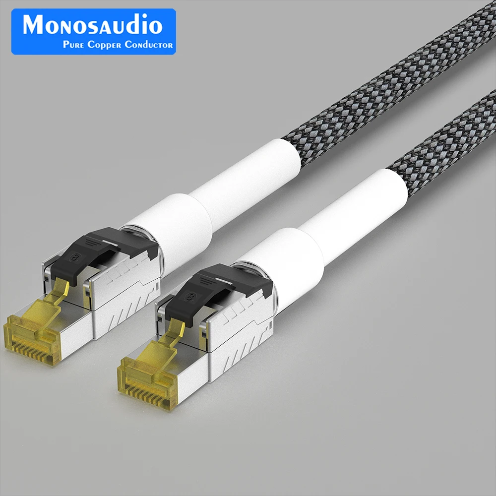 Monosaudio CAT8 99.998% OFC медный кабель Ethernet Cat8 Speed Lan RJ45 сетевой патч с защитой от атмосферных воздействий