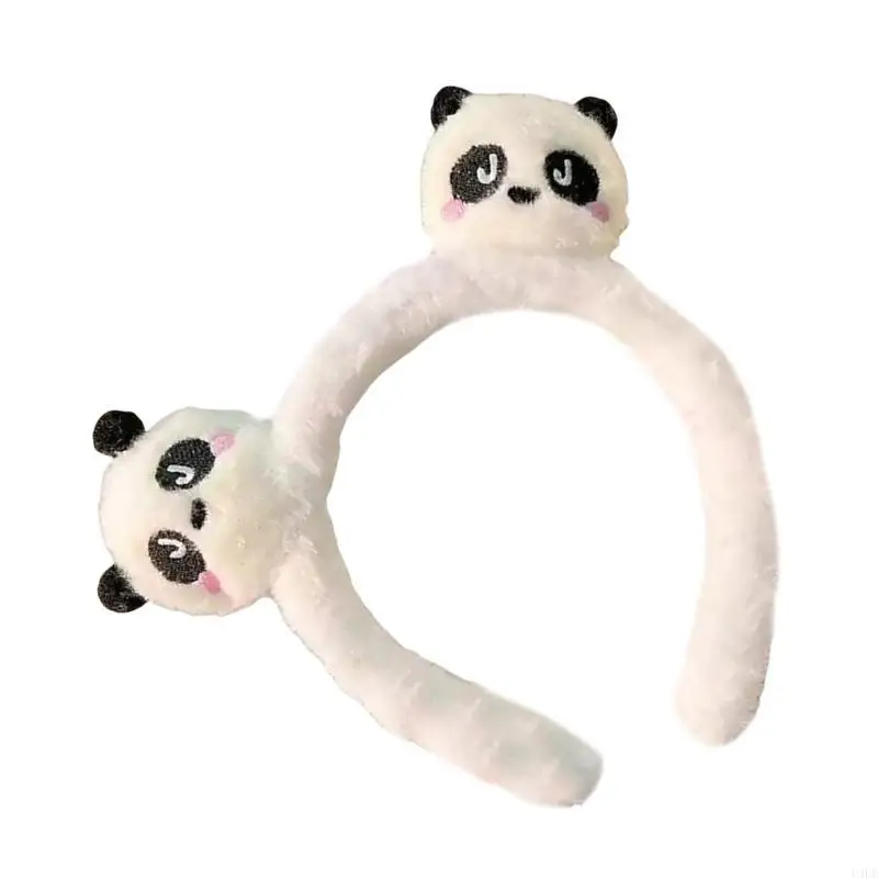 U4LE opaska z pandą rysunkową dla kobiet i dziewcząt delikatne i praktyczne akcesoria do włosów zimowa opaska do mycia twarzy do