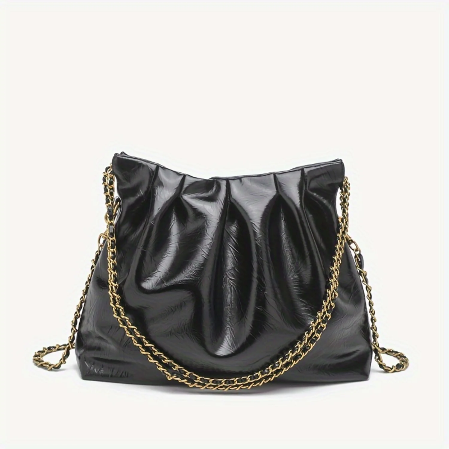 

Stylish Ruched Shoulder Bag with Fashion Chain Crossbody, Women's Pleated Handbag & Purse - Trendy Accessories for Every Occasio