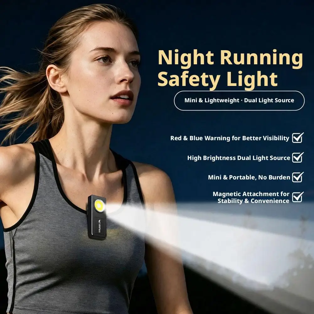 Advanced Wearable LED Safety Light with Front Side Lighting Red Blue Emergency Strobe for Outdoor Sports and Car Repairs