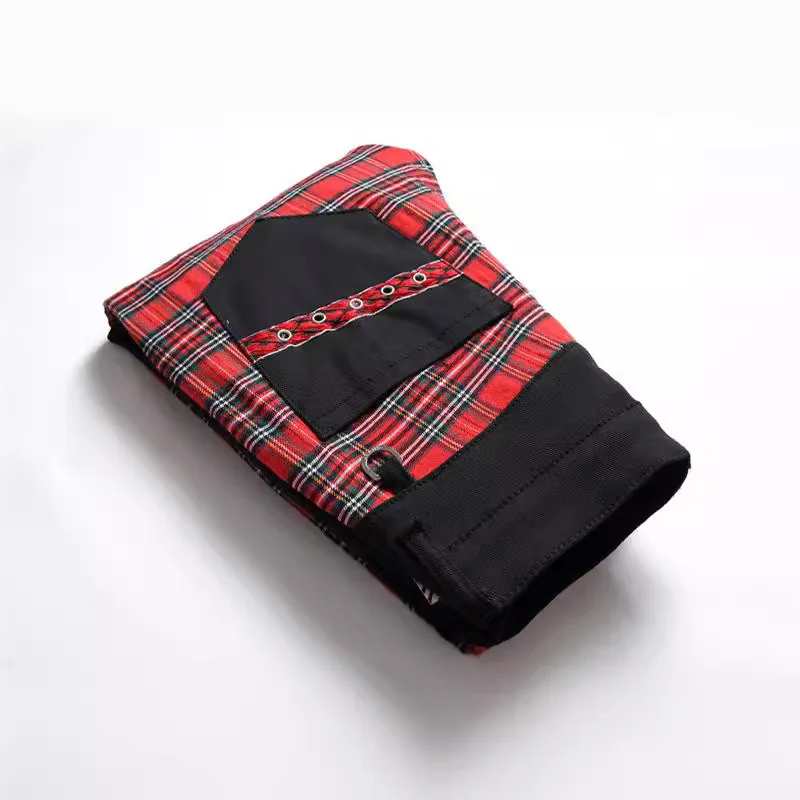 Jeans Heren Nieuwe Jarretel Kleurblokkering Slim Fit Hiphop Persoonlijkheid Grappig Ontwerp voor Heren Denim