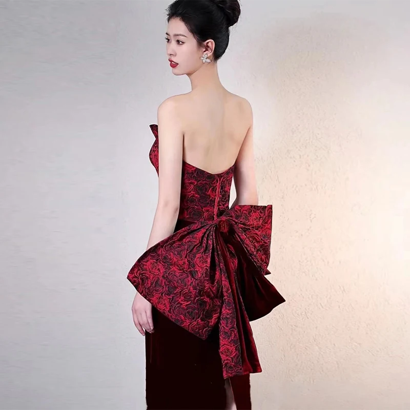 Ele Fi Tail Brautkleid Koreanisches SLE Langes Abendkleid mit Trägeroberteil für Frauen Hochzeitsfeier Par Dr