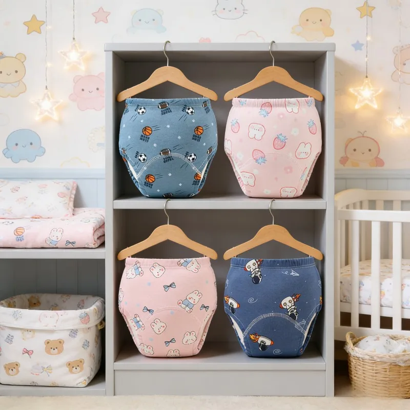 

Детское тренировочное нижнее белье, моющиеся хлопчатобумажные подгузники, дышащие штаны для приучения к горшку для летнего младенца