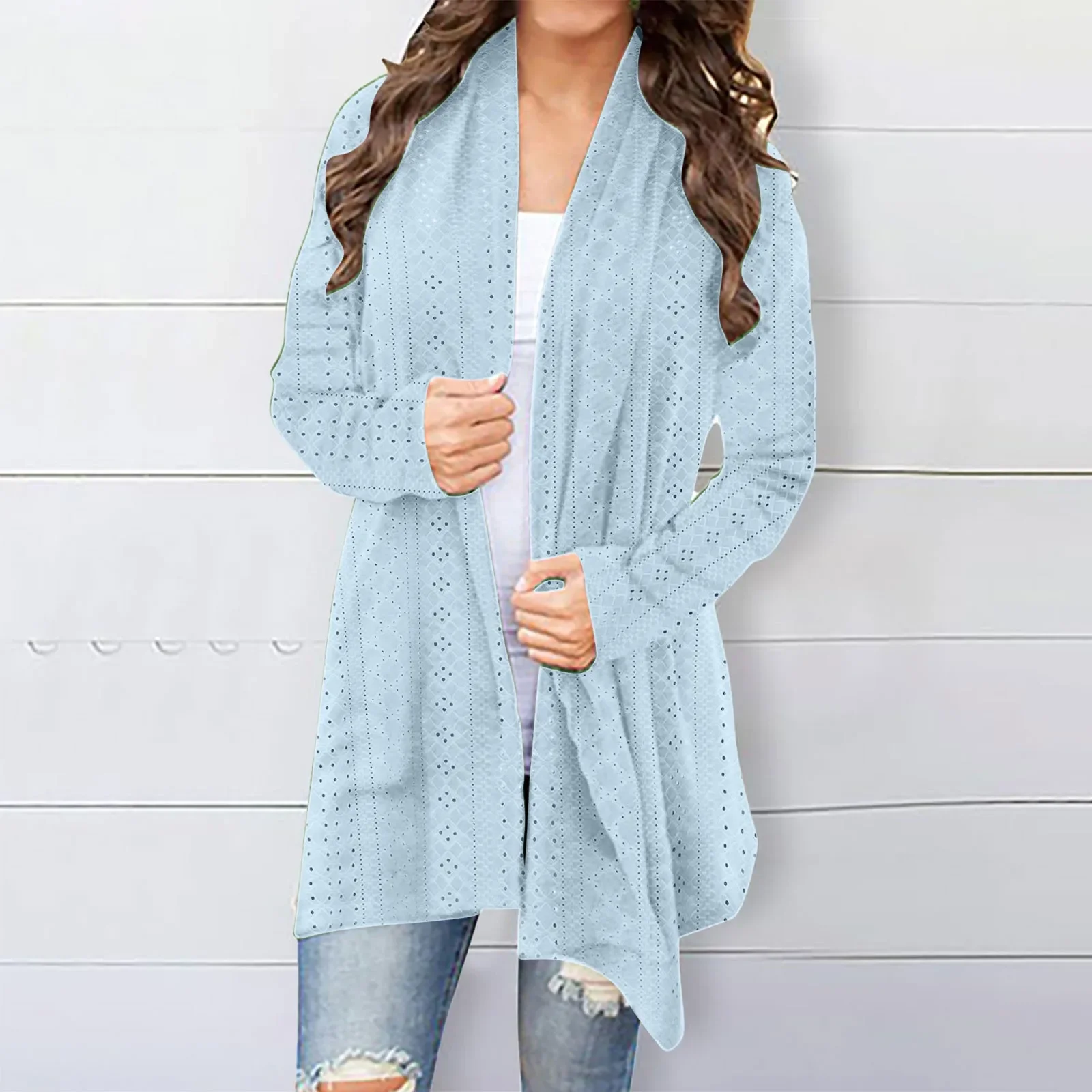 Women\'s Cardigan Sweater Fall Open Front Knit Oversized Cardigans Duster Coats with Pockets Warm Casual Simple Cardigan