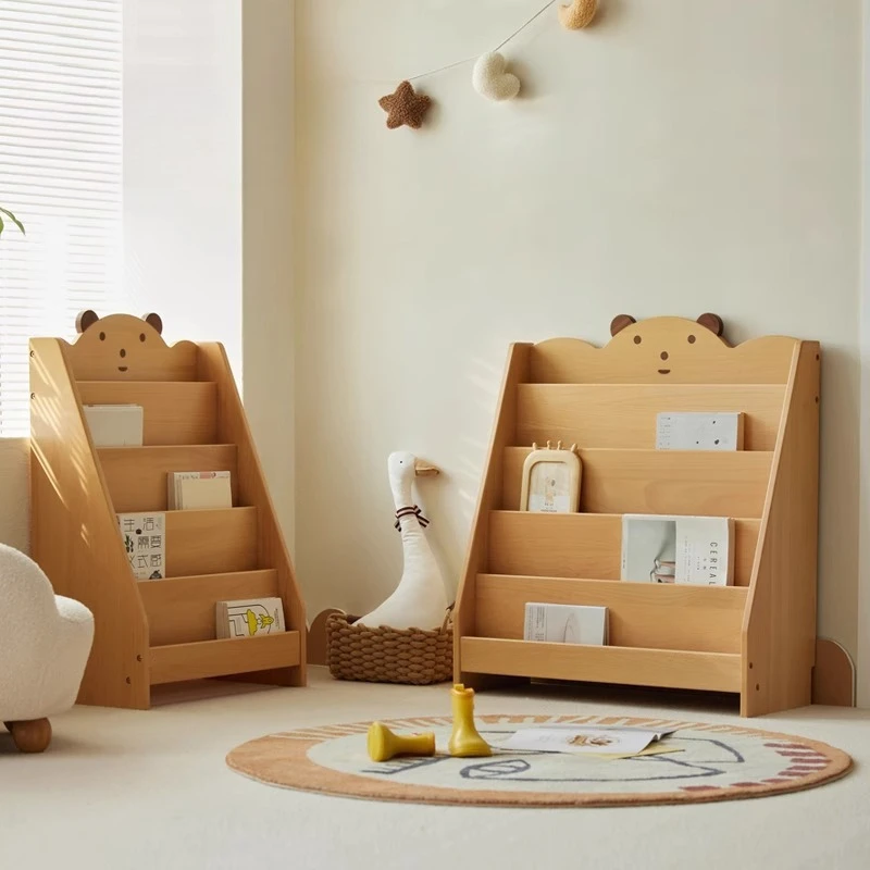 Solid wood children's bookshelf bookcase picture book shelf household shelf beech storage cabinet shelf storage cabinet