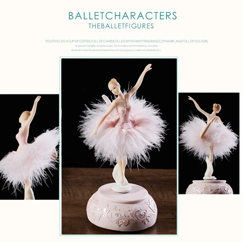 Ballerina Music Box Dancing Girl Swan Lake Carousel with Feather for Birthday Gift Kids Toy Birthday Gifts Accessories Music Box