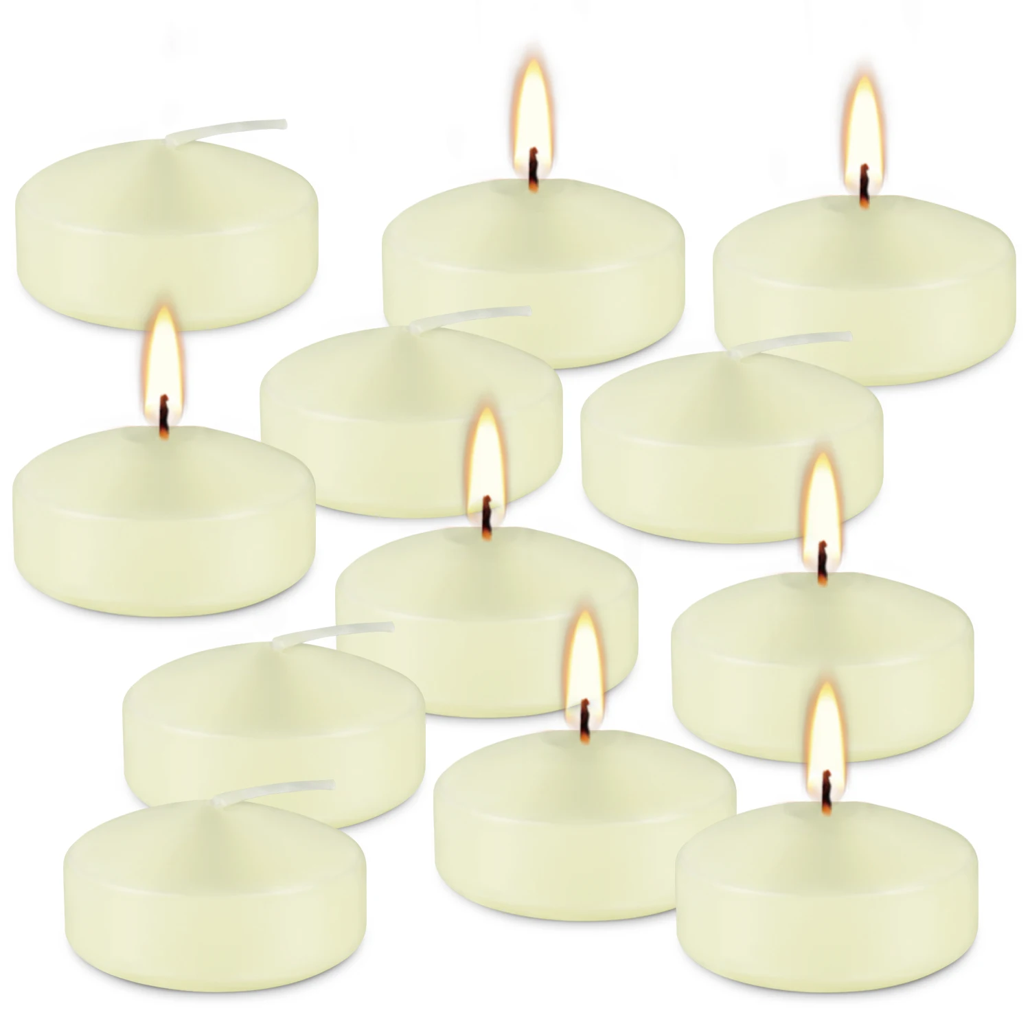 12 Pcs 2inch Ivory-Colored Floating Candles, Burn Time of 5-6 Hours, Floating Candles, Romantic Night, Portable Small Candle Set, Not Only a Beautiful Addition to Life, but Also the Best Choice for Co image 2