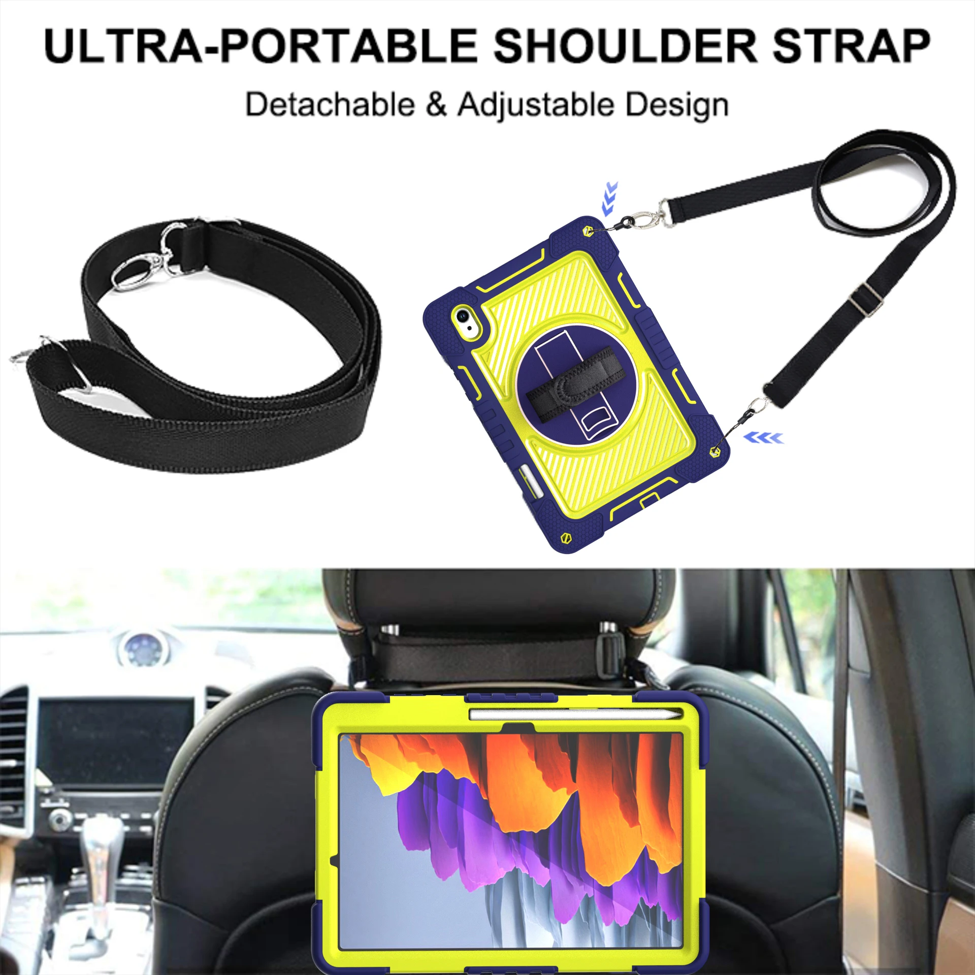 

Детский чехол-книжка для Samsung Galaxy Tab S11 2025 11.0 дюймов SM-X730 SM-X736 SM-X736B с ремешком на плечо и вращающейся на 360° подставкой