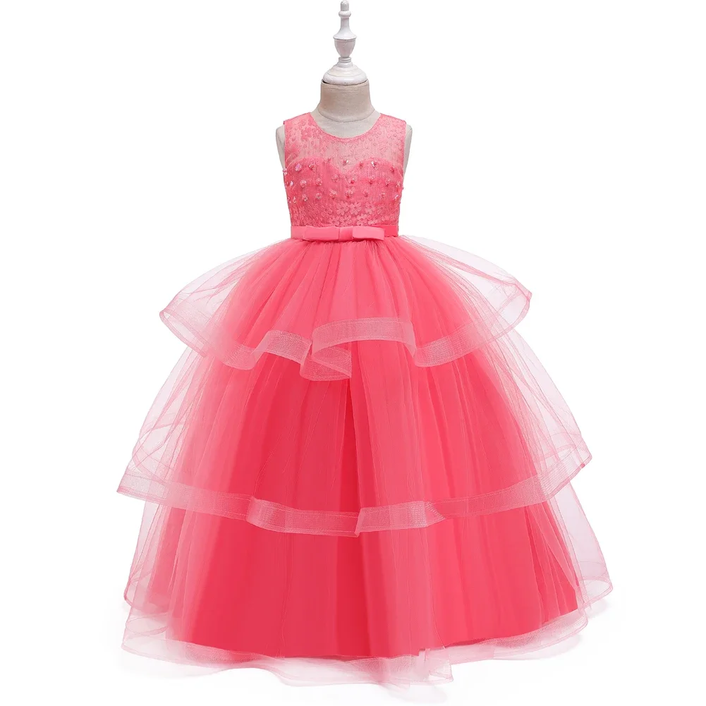 Girl Dress 6 Colors 120cm-170cm Children European and American Long Skirt Gauze Ball Gown Princess Vestidos Party Performance