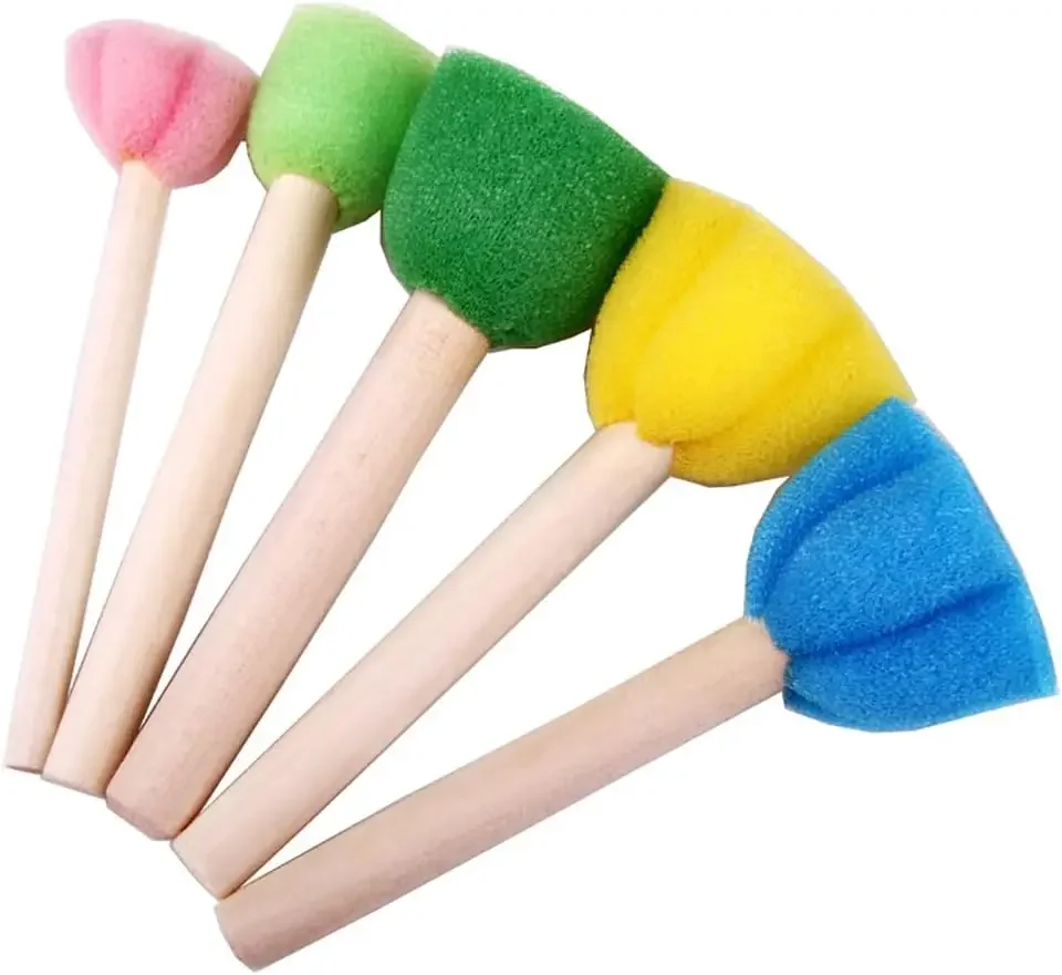 

Foam Sponge Brushes Round Flower Foam Sponge Brush Painting Tools Assorted Size Foam Brushes with Wooden Handle